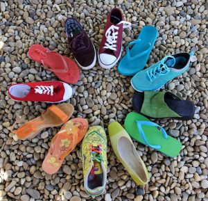 zapatillas en círculo